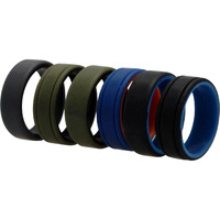 Silicone Wedding 2Layer Lines Ring Set - Green by ROQ for Men - 6 x 13 mm Ring