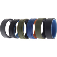 Silicone Wedding 2Layer Lines Ring Set - Green by ROQ for Men - 6 x 14 mm Ring