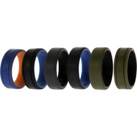 Silicone Wedding 2Layer Lines Ring Set - Green by ROQ for Men - 6 x 15 mm Ring