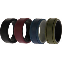 Silicone Wedding 2Layer Lines Ring Set - Bordo by ROQ for Men - 4 x 8 mm Ring