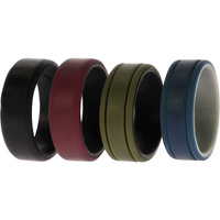 Silicone Wedding 2Layer Lines Ring Set - Bordo by ROQ for Men - 4 x 13 mm Ring