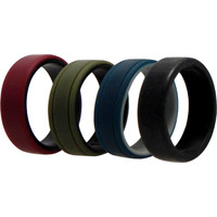 Silicone Wedding 2Layer Lines Ring Set - Bordo by ROQ for Men - 4 x 15 mm Ring