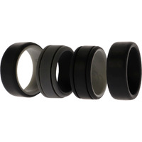 Silicone Wedding 2Layer Lines Ring Set - Black by ROQ for Men - 4 x 8 mm Ring