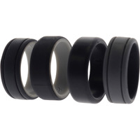 Silicone Wedding 2Layer Lines Ring Set - Black by ROQ for Men - 4 x 11 mm Ring