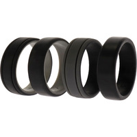 Silicone Wedding 2Layer Lines Ring Set - Black by ROQ for Men - 4 x 15 mm Ring