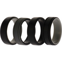 Silicone Wedding 2Layer Lines Ring Set - Black by ROQ for Men - 4 x 16 mm Ring