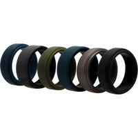 Silicone Wedding 2Layer Beveled 8mm Ring Set - Black-Camo by ROQ for Men - 6 x 8 mm Ring
