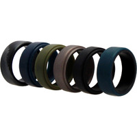 Silicone Wedding 2Layer Beveled 8mm Ring Set - Black-Camo by ROQ for Men - 6 x 9 mm Ring