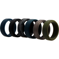 Silicone Wedding 2Layer Beveled 8mm Ring Set - Black-Camo by ROQ for Men - 6 x 10 mm Ring
