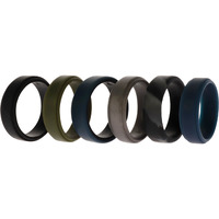 Silicone Wedding 2Layer Beveled 8mm Ring Set - Black-Camo by ROQ for Men - 6 x 14 mm Ring