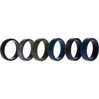 Silicone Wedding 2Layer Beveled 8mm Ring Set - Black-Camo by ROQ for Men - 6 x 15 mm Ring