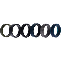 Silicone Wedding 2Layer Beveled 8mm Ring Set - Black-Camo by ROQ for Men - 6 x 16 mm Ring