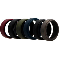 Silicone Wedding 2Layer Beveled 8mm Ring Set - Blue by ROQ for Men - 6 x 8 mm Ring