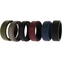 Silicone Wedding 2Layer Beveled 8mm Ring Set - Blue by ROQ for Men - 6 x 10 mm Ring