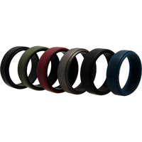 Silicone Wedding 2Layer Beveled 8mm Ring Set - Blue by ROQ for Men - 6 x 13 mm Ring