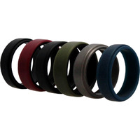 Silicone Wedding 2Layer Beveled 8mm Ring Set - Blue by ROQ for Men - 6 x 14 mm Ring