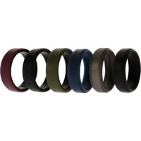 Silicone Wedding 2Layer Beveled 8mm Ring Set - Blue by ROQ for Men - 6 x 15 mm Ring