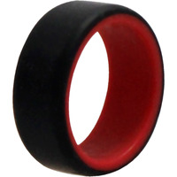 Silicone Wedding 2Layer Beveled 8mm Ring - Red-Black by ROQ for Men - 7 mm Ring