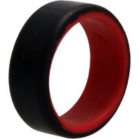 Silicone Wedding 2Layer Beveled 8mm Ring - Red-Black by ROQ for Men - 8 mm Ring