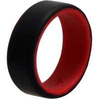 Silicone Wedding 2Layer Beveled 8mm Ring - Red-Black by ROQ for Men - 9 mm Ring