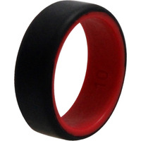 Silicone Wedding 2Layer Beveled 8mm Ring - Red-Black by ROQ for Men - 10 mm Ring