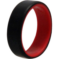 Silicone Wedding 2Layer Beveled 8mm Ring - Red-Black by ROQ for Men - 16 mm Ring
