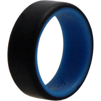 Silicone Wedding 2Layer Beveled 8mm Ring - Blue-Black by ROQ for Men - 8 mm Ring