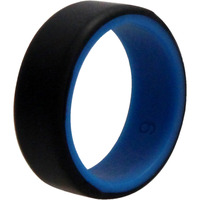 Silicone Wedding 2Layer Beveled 8mm Ring - Blue-Black by ROQ for Men - 9 mm Ring