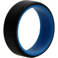 Silicone Wedding 2Layer Beveled 8mm Ring - Blue-Black by ROQ for Men - 10 mm Ring