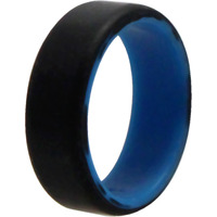 Silicone Wedding 2Layer Beveled 8mm Ring - Blue-Black by ROQ for Men - 11 mm Ring