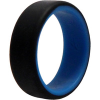 Silicone Wedding 2Layer Beveled 8mm Ring - Blue-Black by ROQ for Men - 12 mm Ring