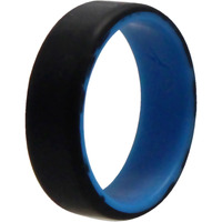 Silicone Wedding 2Layer Beveled 8mm Ring - Blue-Black by ROQ for Men - 14 mm Ring