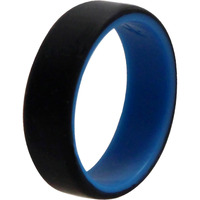 Silicone Wedding 2Layer Beveled 8mm Ring - Blue-Black by ROQ for Men - 15 mm Ring