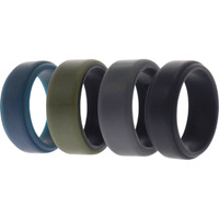 Silicone Wedding 2Layer Beveled 8mm Ring Set - Green by ROQ for Men - 4 x 8 mm Ring