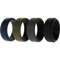 Silicone Wedding 2Layer Beveled 8mm Ring Set - Green by ROQ for Men - 4 x 9 mm Ring