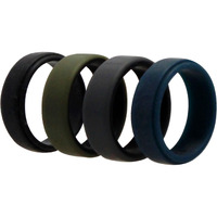 Silicone Wedding 2Layer Beveled 8mm Ring Set - Green by ROQ for Men - 4 x 12 mm Ring