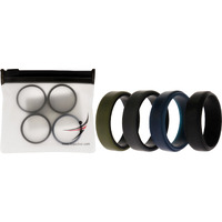 Silicone Wedding 2Layer Beveled 8mm Ring Set - Green by ROQ for Men - 4 x 15 mm Ring