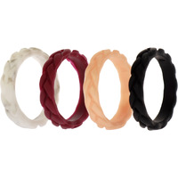 Silicone Wedding Leaves Ring Set - Bordo by ROQ for Women - 4 x 4 mm Ring
