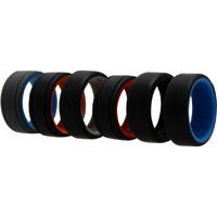Silicone Wedding 2Layer Lines Ring Set - MultiColor by ROQ for Men - 6 x 7 mm Ring
