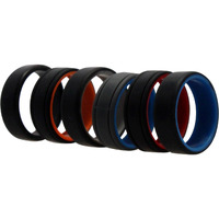 Silicone Wedding 2Layer Lines Ring Set - MultiColor by ROQ for Men - 6 x 14 mm Ring