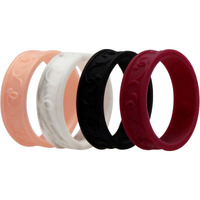 Silicone Wedding Flower Ring Set - Bordo by ROQ for Women - 4 x 11 mm Ring