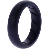 Silicone Wedding Ring - Dome Solid BR Comfort Fit - Basic-Black by ROQ for Women - 6 mm Ring