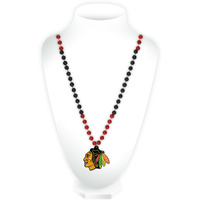Chicago Blackhawks Beads with Medallion Mardi Gras Style - Special Order