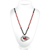 Kansas City Chiefs Beads with Medallion Mardi Gras Style