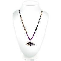 Baltimore Ravens Beads with Medallion Mardi Gras Style