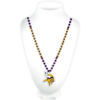 Minnesota Vikings Beads with Medallion Mardi Gras Style