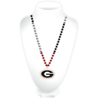 Georgia Bulldogs Beads with Medallion Mardi Gras Style