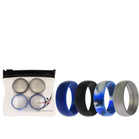 Silicone Wedding Ring Set - Blue-Camo by ROQ for Men - 4 x 13 mm Ring