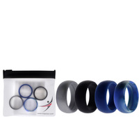 Silicone Wedding Ring Set - Blue-Camo by ROQ for Men - 4 x 9 mm Ring