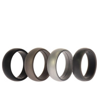 Silicone Wedding Ring Set - Metal-Silver by ROQ for Men - 4 x 12 mm Ring